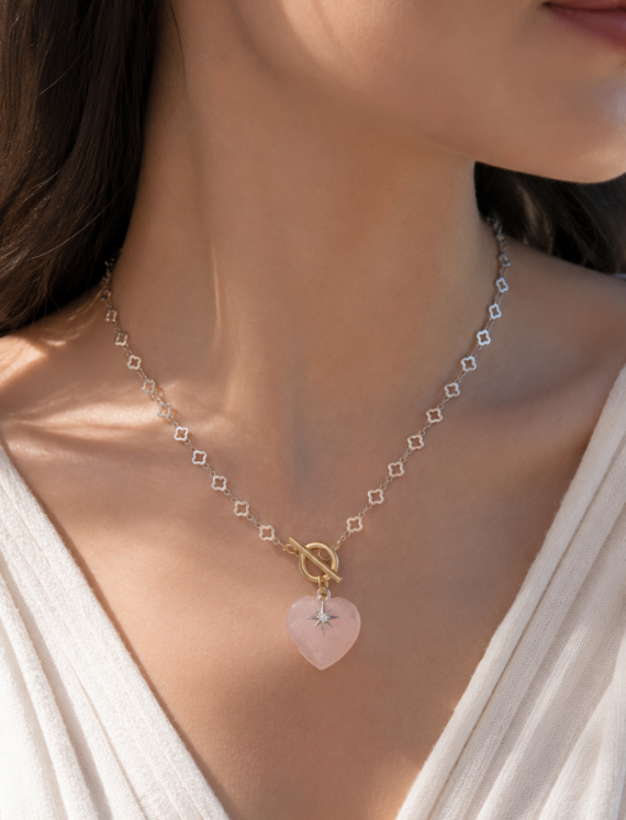 Rose Quartz Necklace for Love and Self-Compassion