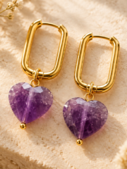 Amethyst Huggie Hoop Earrings