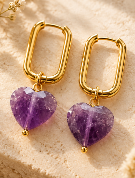 Amethyst Huggie Hoop Earrings