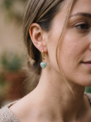 Green Aventurine Huggie Hoop Earrings for New Beginnings