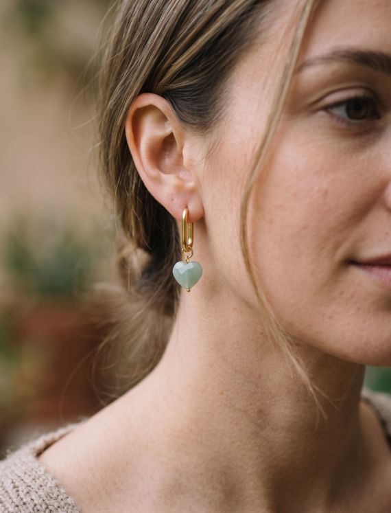 Green Aventurine Huggie Hoop Earrings for New Beginnings